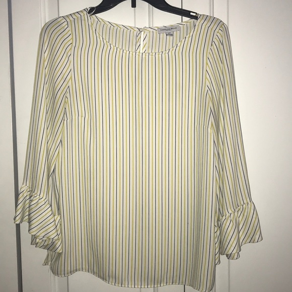Yellow and Blue Striped Blouse - Picture 1 of 3